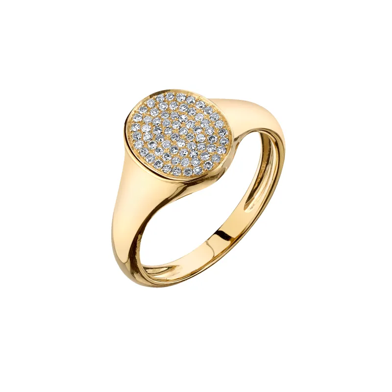 Disc Signet Ring with White Pavé Diamonds sold by Gabriela Artigas