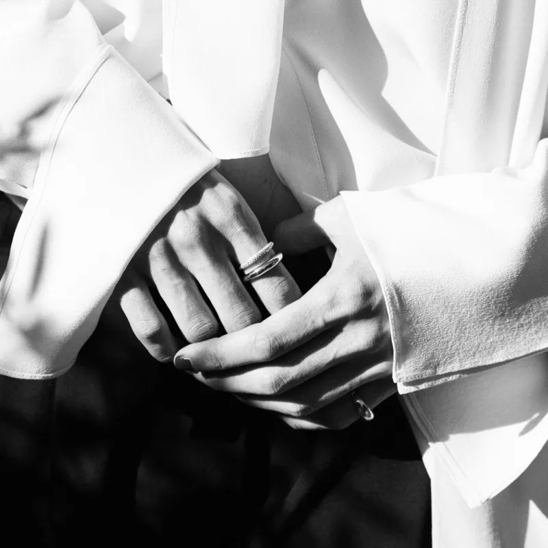 Twin Tusk Ring with Half White Pavé Diamonds sold by Gabriela Artigas