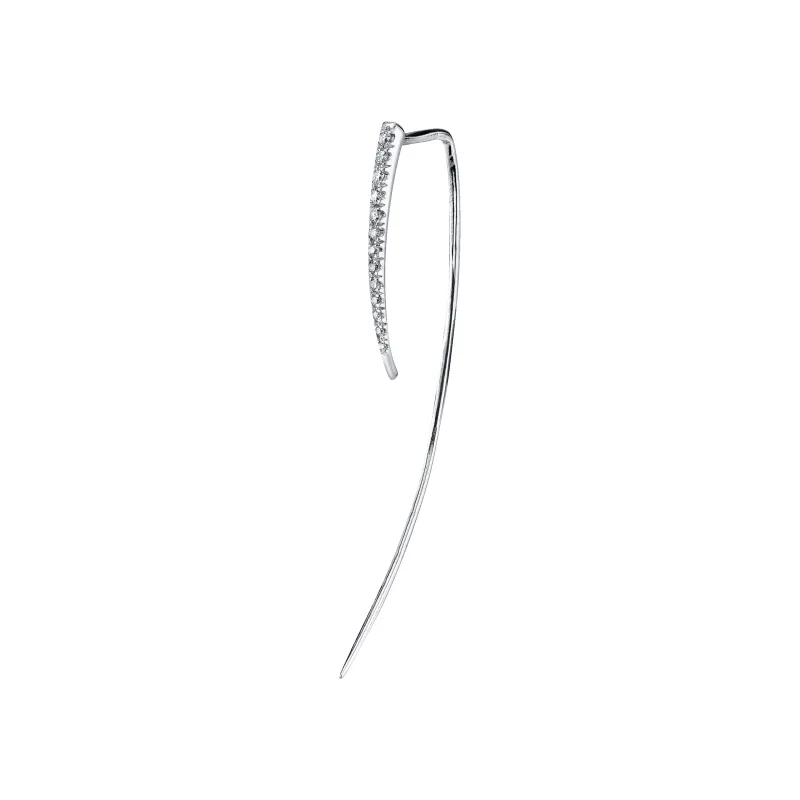 XL Classic Infinite Tusk Earring with White Pavé Diamonds made by Gabriela Artigas