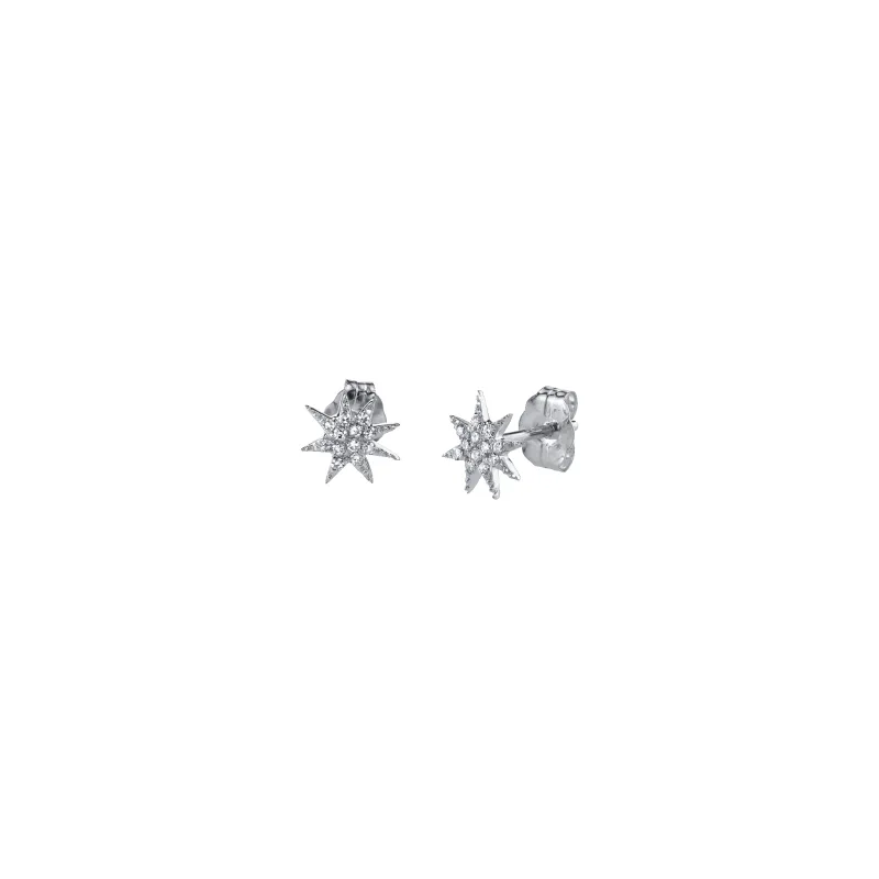 Single Star Earrings with White Pavé Diamonds made by Gabriela Artigas