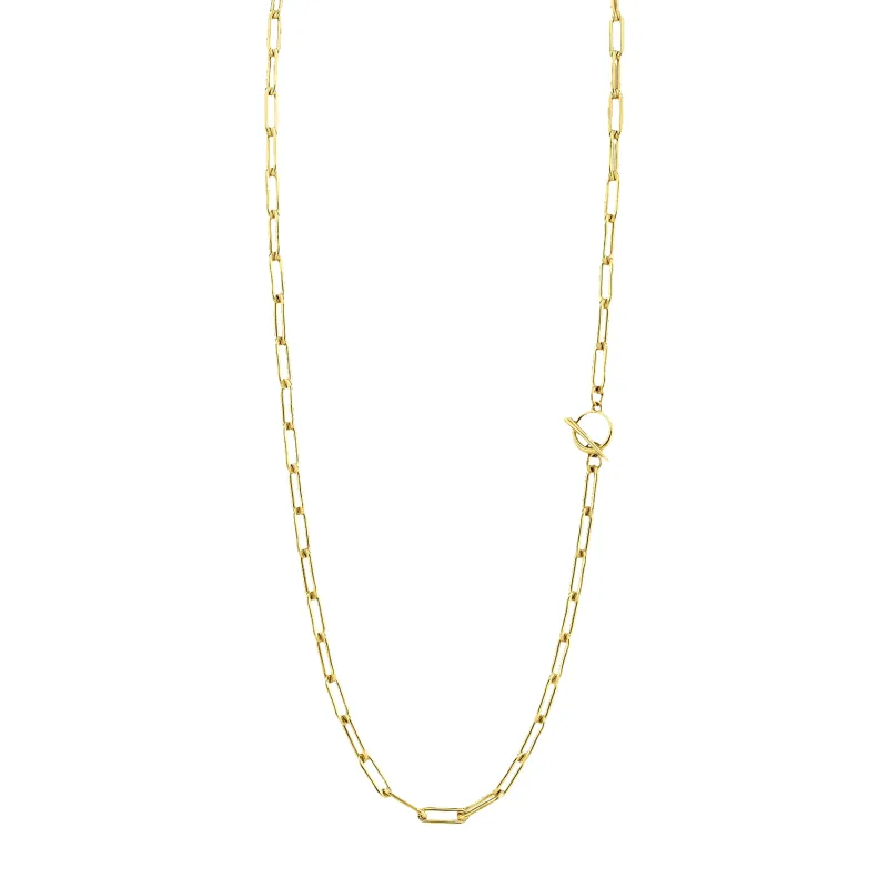 Fine Rectangular Link Chain Necklace with Tusk Clasp made by Gabriela Artigas