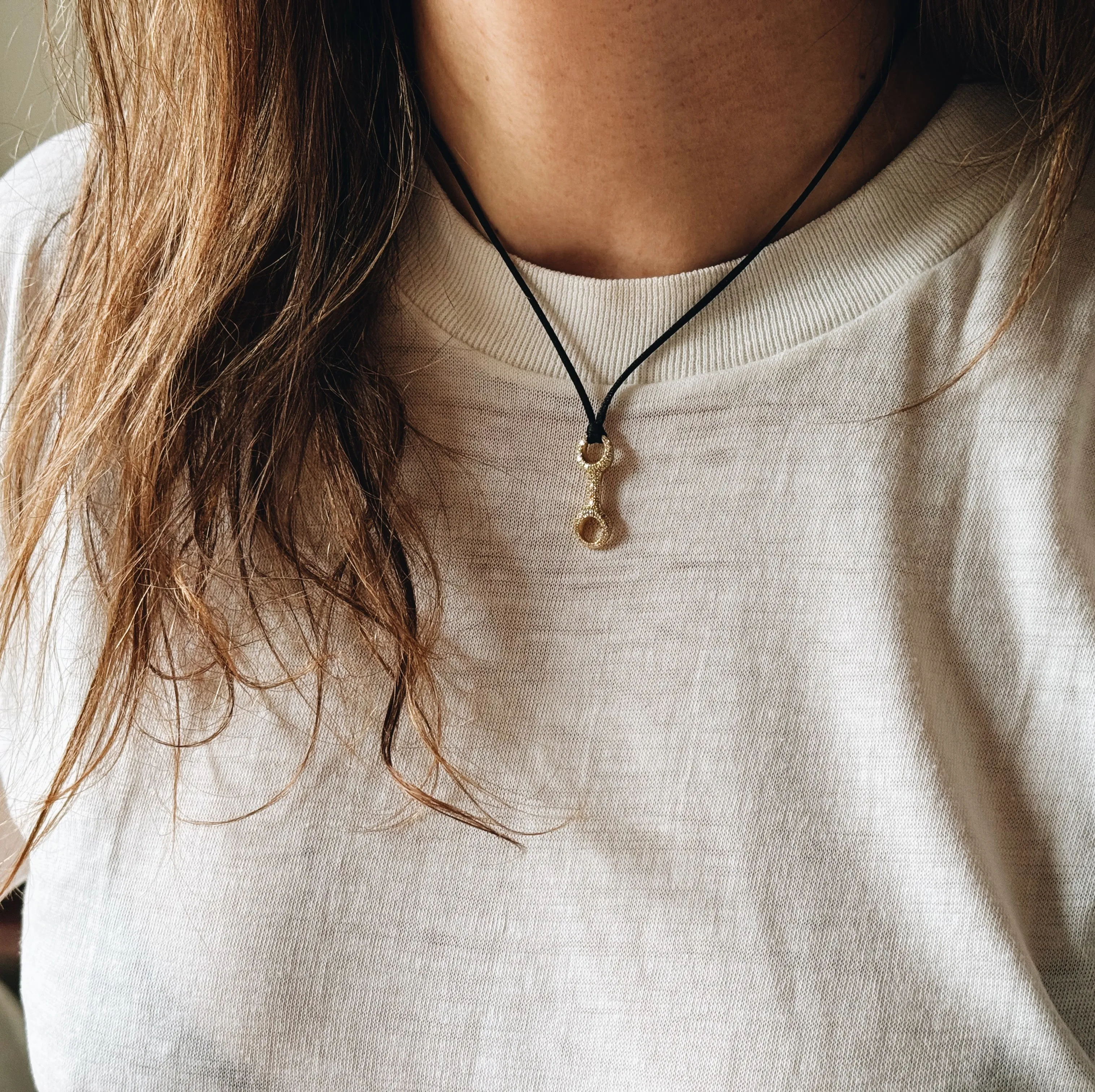 Double Beam Link with White Pavé Diamonds on Cord Necklace sold by Gabriela Artigas product image thumbnail 2