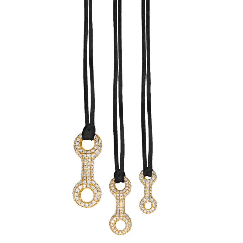 Double Beam Link with White Pavé Diamonds on Cord Necklace made by Gabriela Artigas