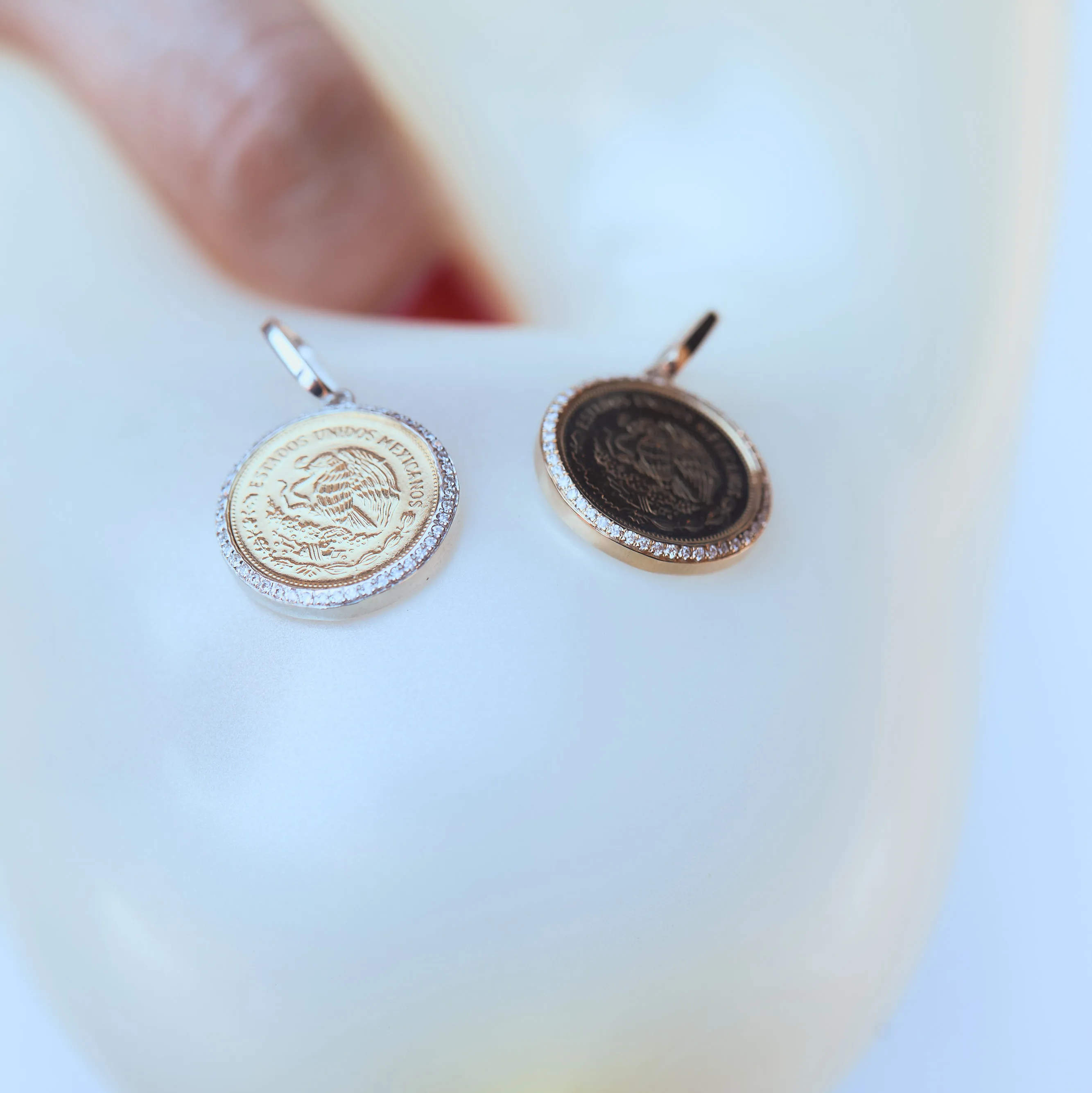 Vintage Coin Pendant with White Pavé Diamonds sold by Gabriela Artigas product image thumbnail 2