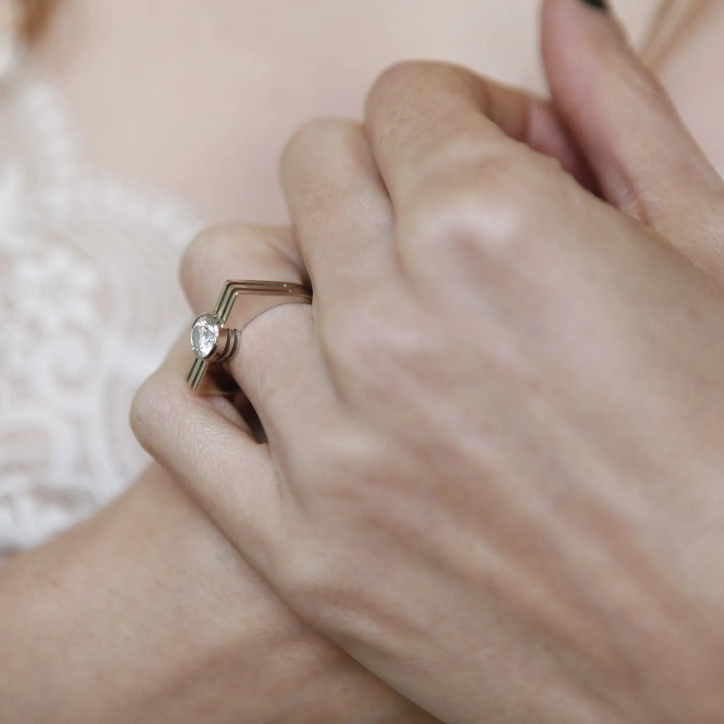 Art Deco Band with Round Diamond sold by Gabriela Artigas product image thumbnail 2