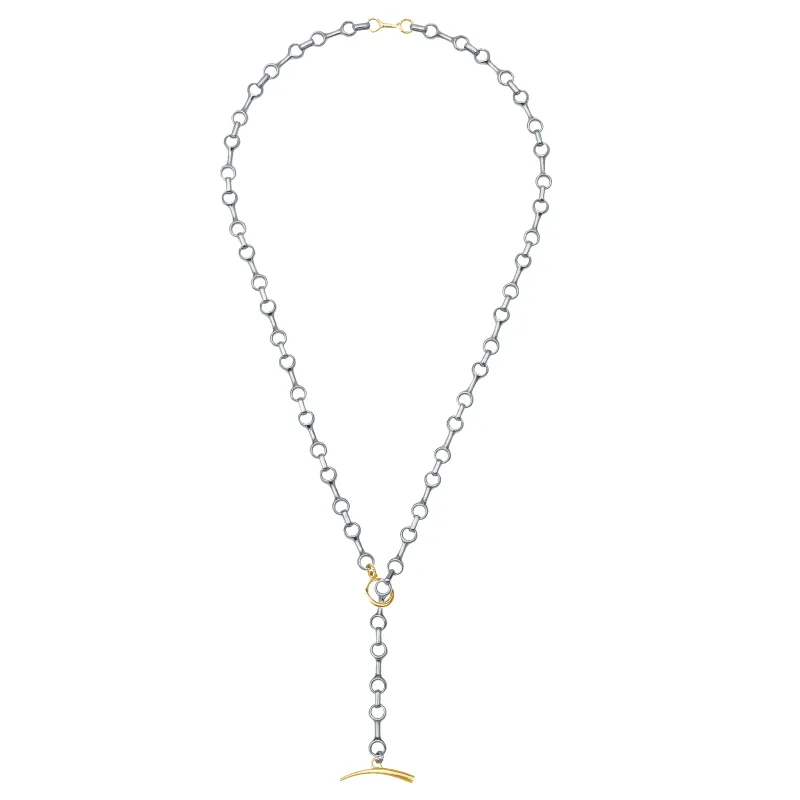 15 mm Two Tone Double Beam Chain Necklace with Tusk Clasp made by Gabriela Artigas