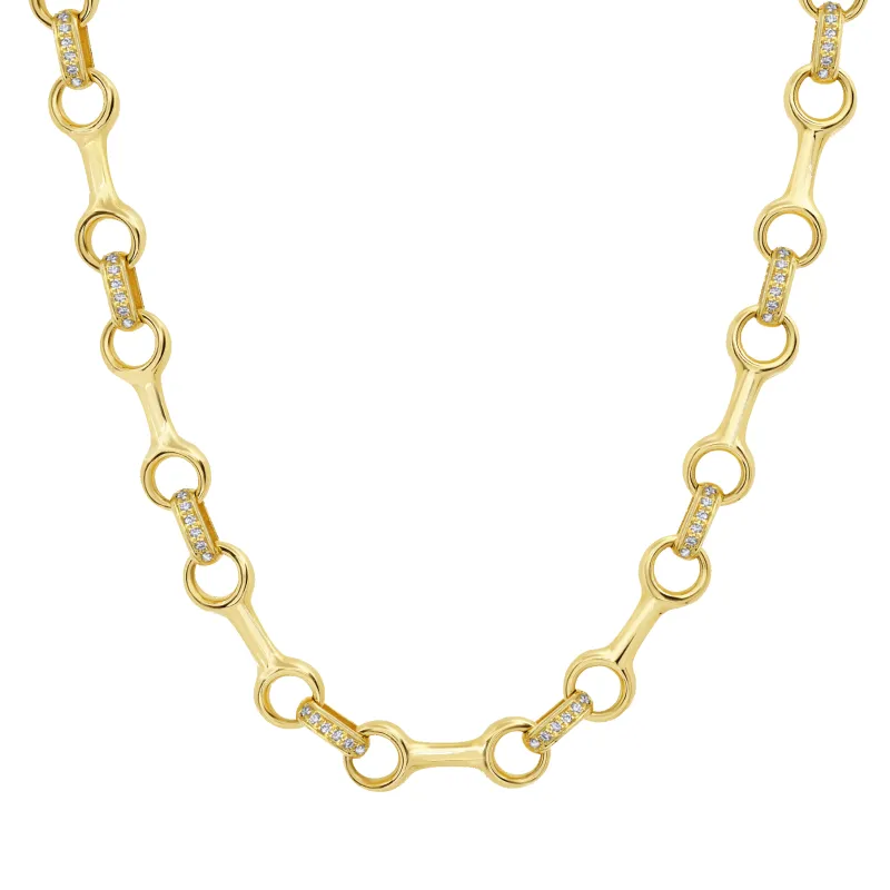 Double Beam Necklace with Pavé Diamond Connectors made by Gabriela Artigas