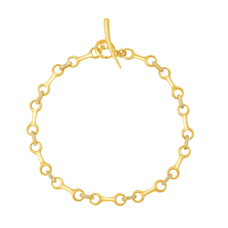 Double Beam Bracelet with Pavé Diamond Connectors made by Gabriela Artigas