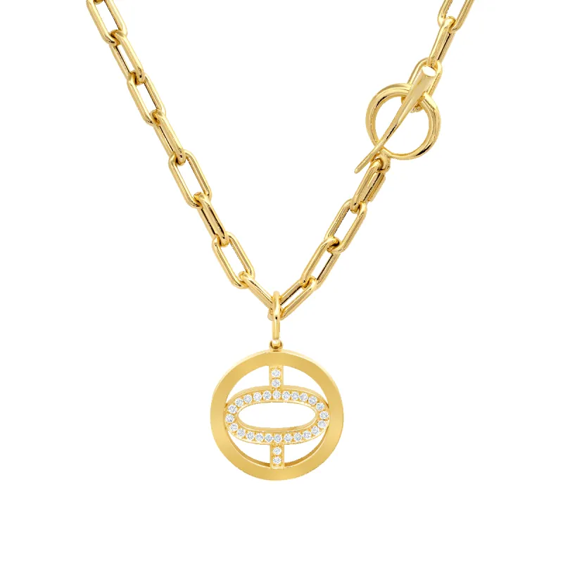 Medallion Pendant with White Pavé Diamonds made by Gabriela Artigas