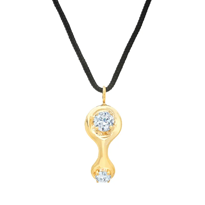 Ray Pendant with Diamonds on Cord made by Gabriela Artigas