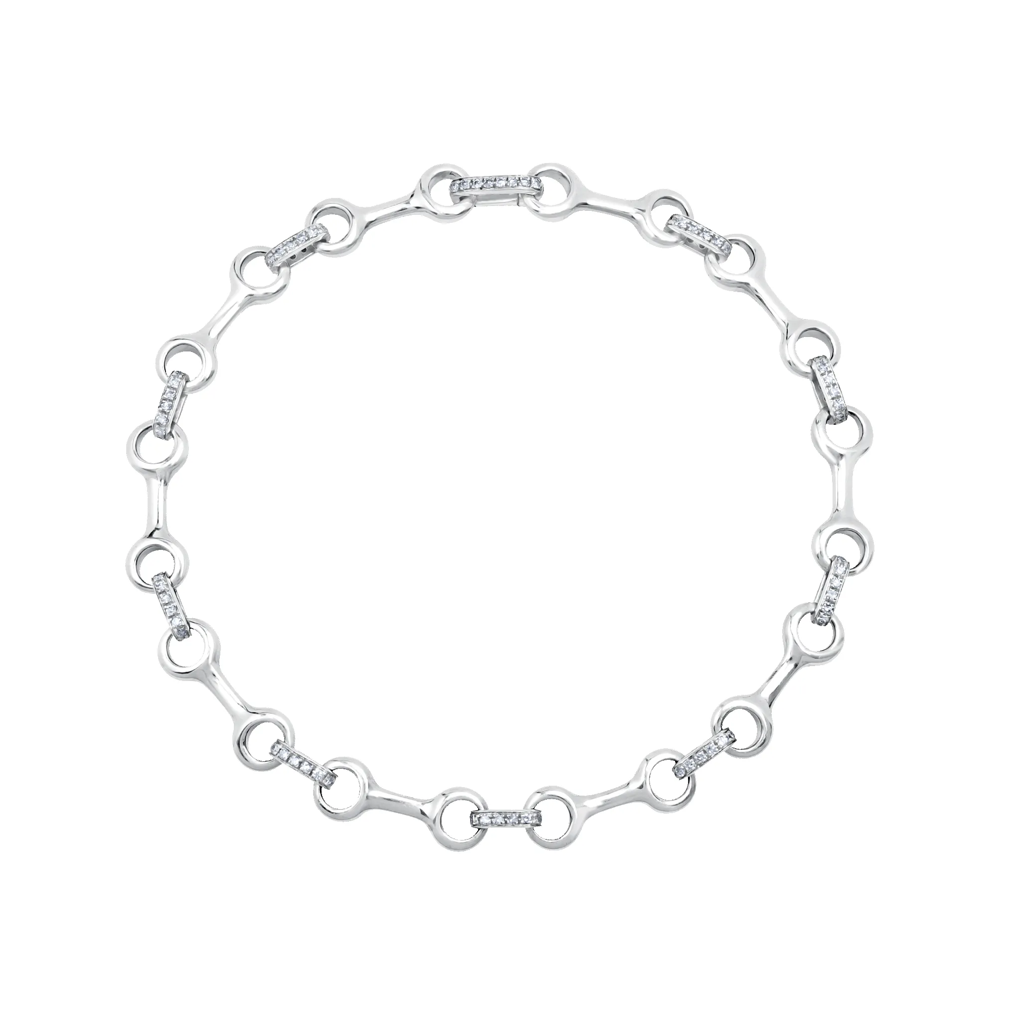 Medium Silver Double Beam Chain Bracelet with Pavé Diamond Connectors sold by Gabriela Artigas
