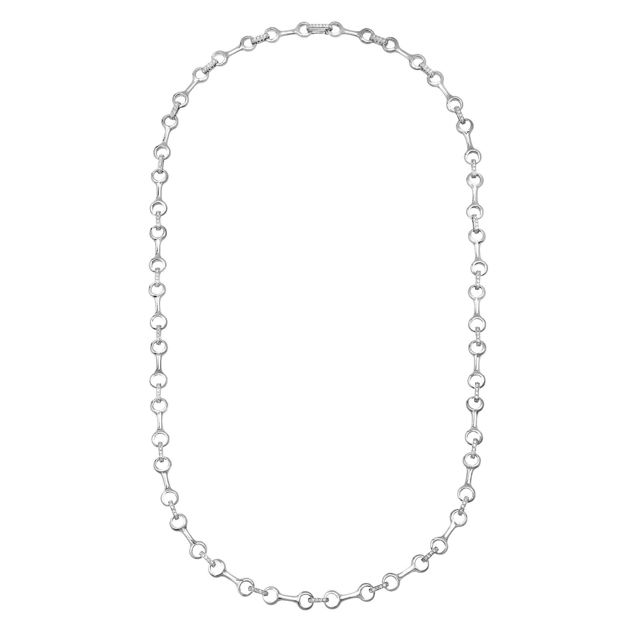 Medium Silver Double Beam Chain Necklace with Pavé Diamond Connectors sold by Gabriela Artigas product image thumbnail 2