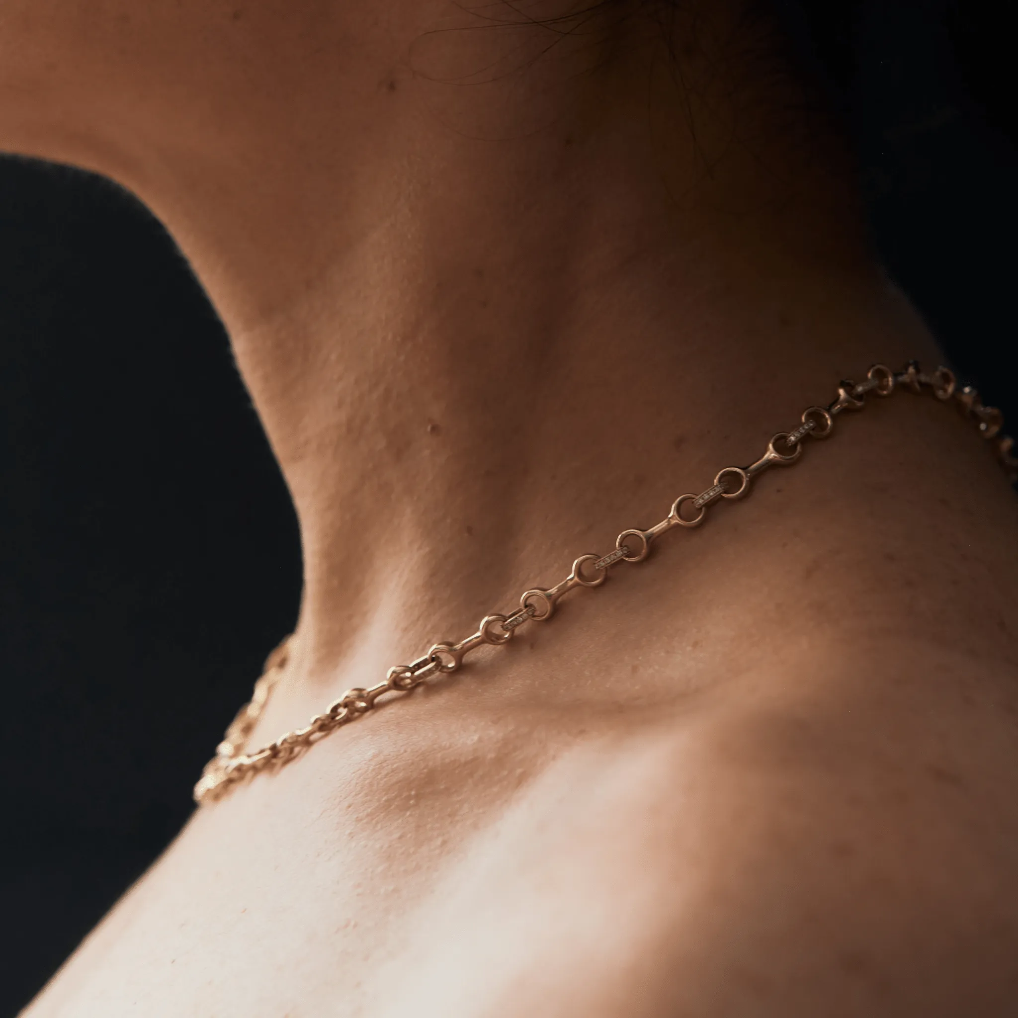 Medium Silver Double Beam Chain Necklace with Pavé Diamond Connectors sold by Gabriela Artigas product image thumbnail 3