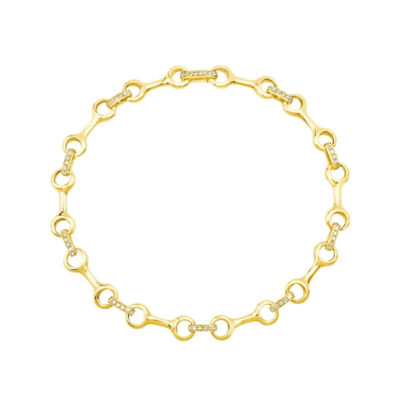 Medium Double Beam Chain Bracelet with Pavé Diamond Connectors made by Gabriela Artigas
