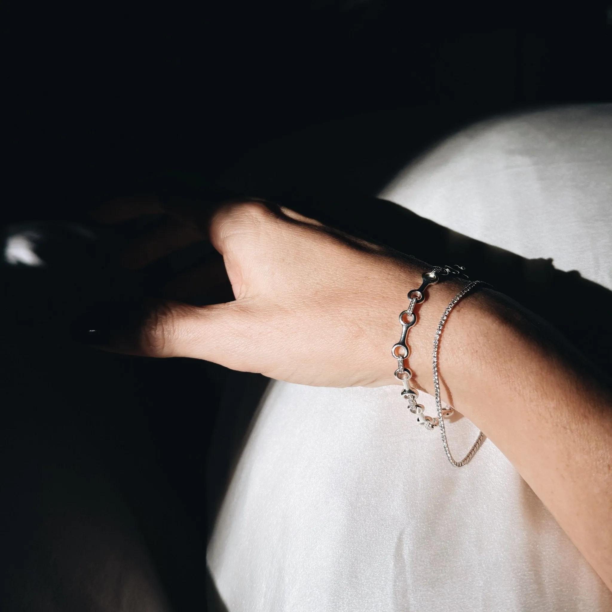 Medium Double Beam Chain Bracelet with Pavé Diamond Connectors sold by Gabriela Artigas product image thumbnail 2