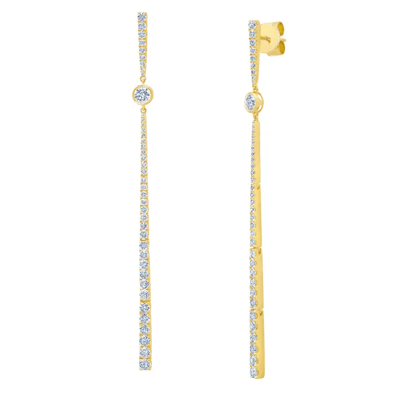 Line Earrings with Ascending Diamonds made by Gabriela Artigas