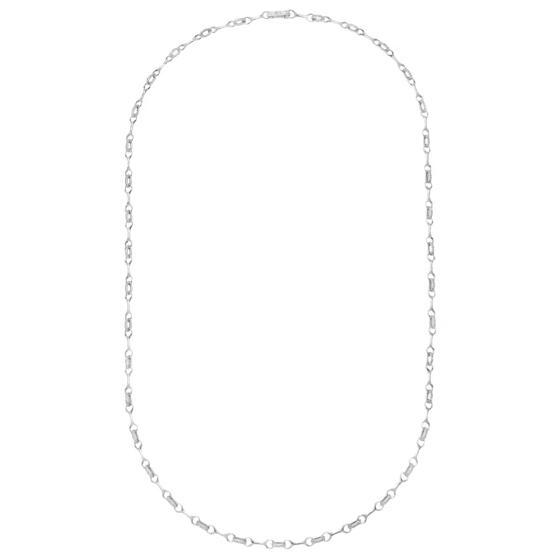 Small Silver Double Beam Chain Necklace with Pavé Connectors made by Gabriela Artigas