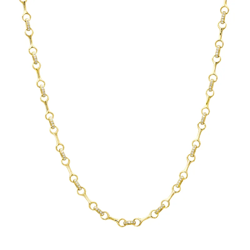 Small Double Beam Chain Necklace with Pavé Connectors made by Gabriela Artigas
