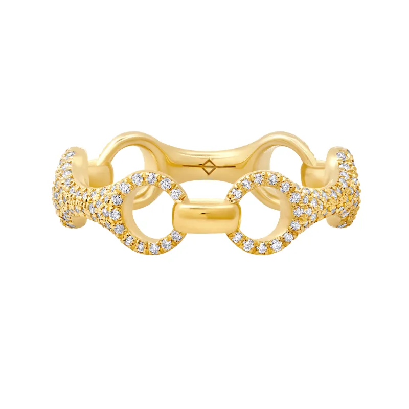 Medium Beam Link Ring with White Pavé Diamonds made by Gabriela Artigas