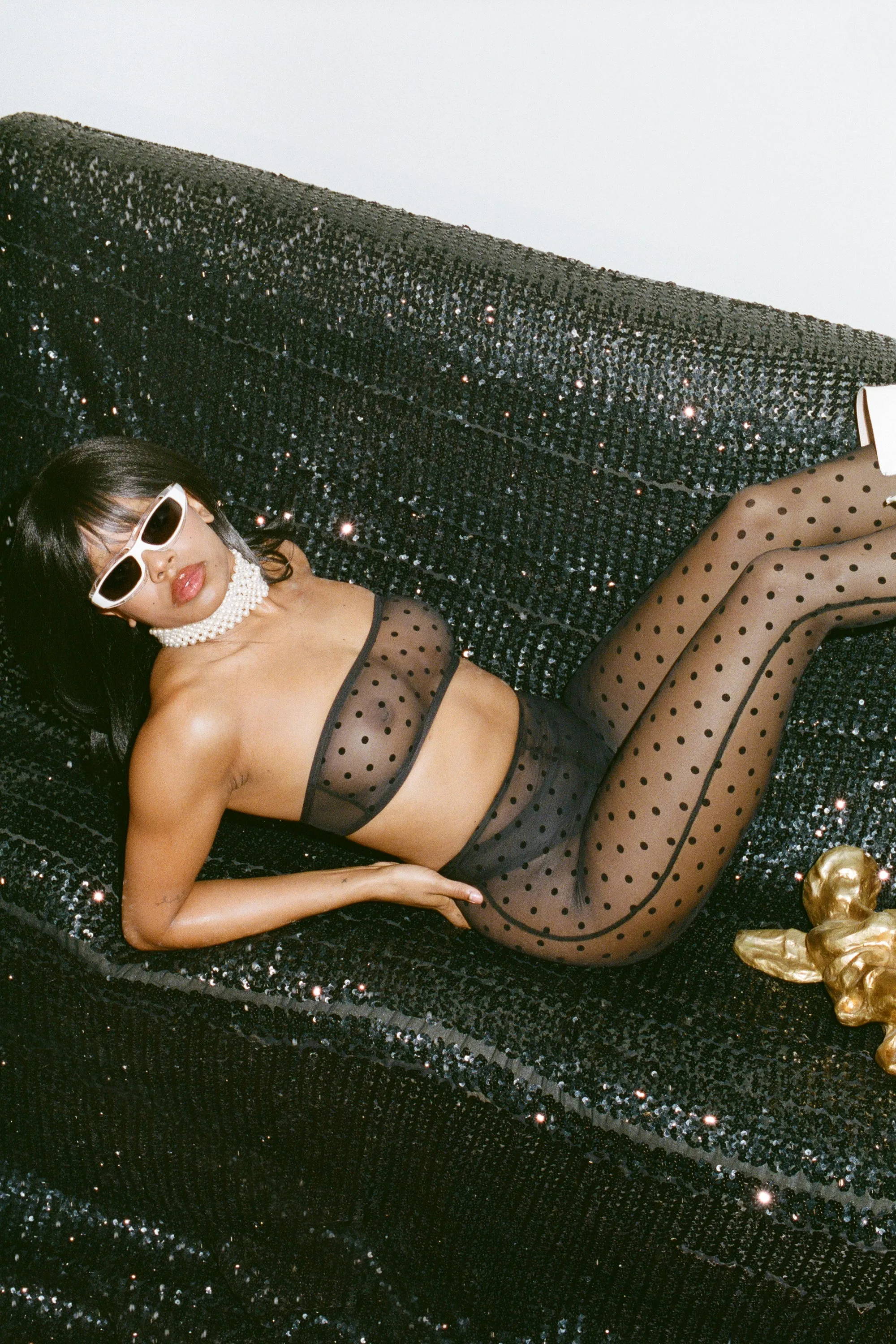 HONEY BRA AND SUGAR LEGGINGS SET - BLACK POLKA DOTS sold by Bully Boy