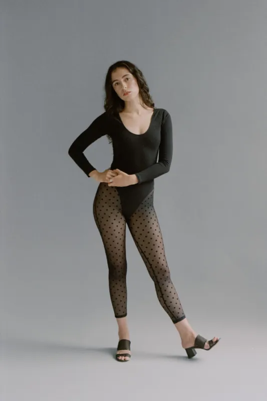 SUGAR LEGGINGS - BLACK POLKA DOTS sold by Bully Boy