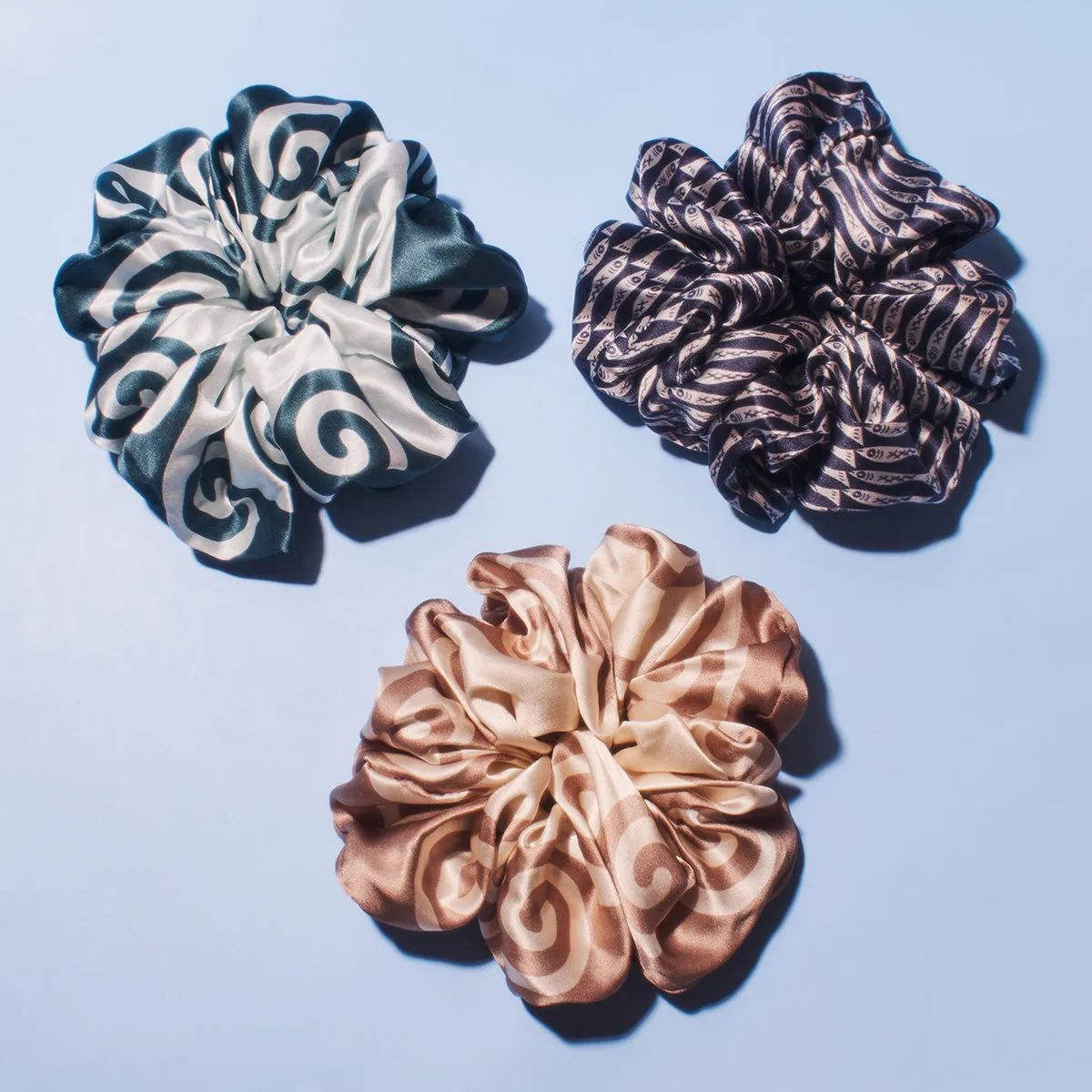 Meander Blue and Green Scrunchie sold by Winona Irene product image thumbnail 2