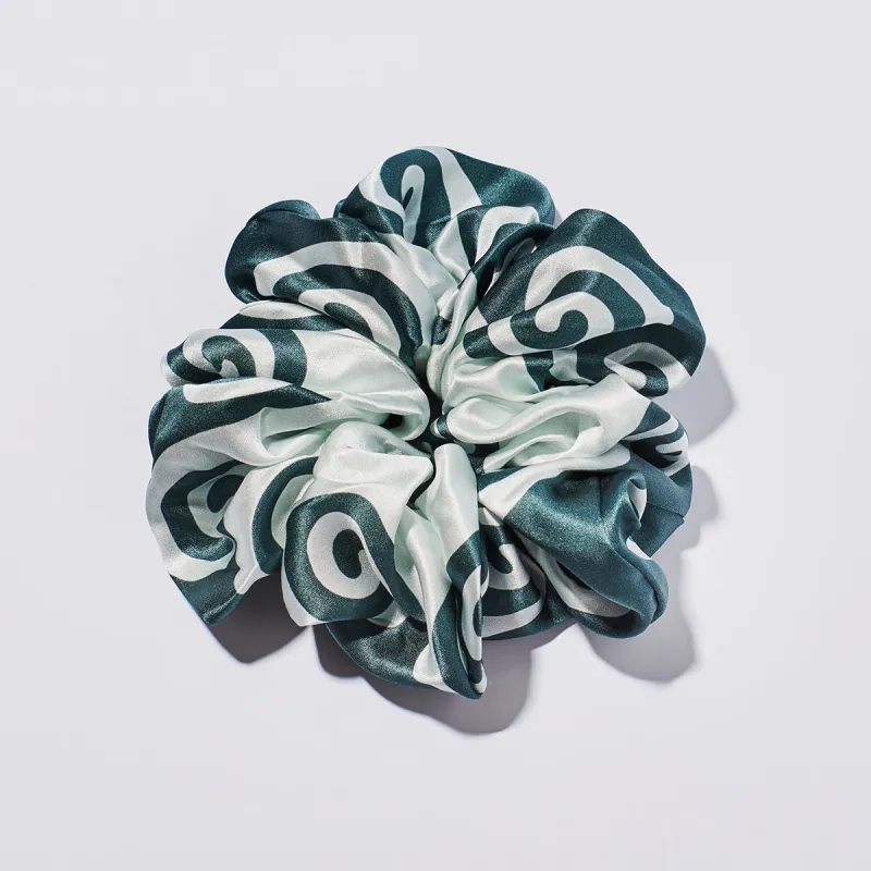 Meander Blue and Green Scrunchie made by Winona Irene