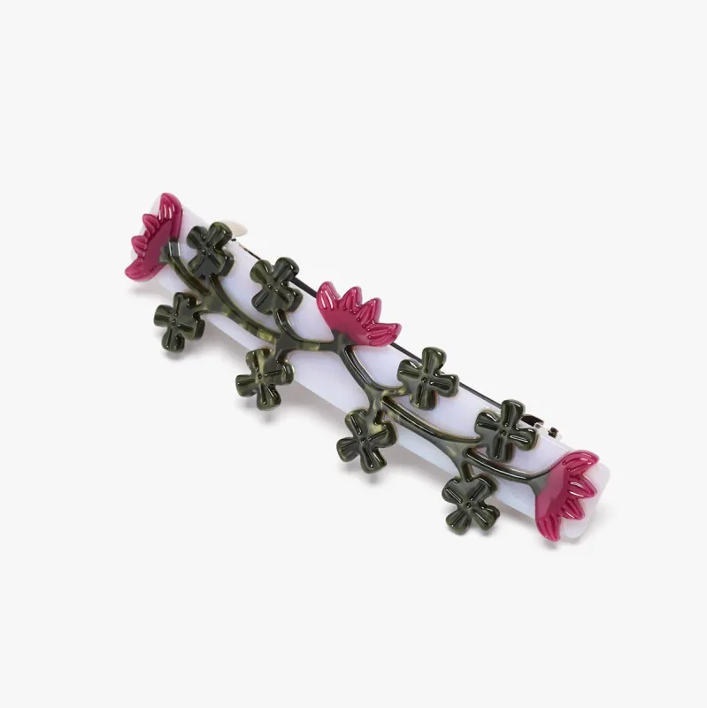 Red Clover French Barrette made by Winona Irene