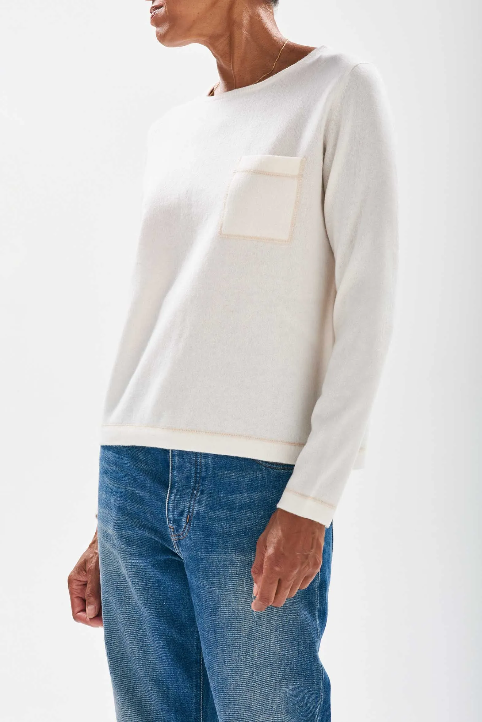 Cashmere Pocket Crew in Cream sold by Jumper 1234 product image thumbnail 2