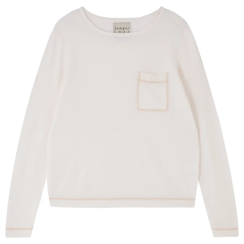Cashmere Pocket Crew in Cream made by Jumper 1234