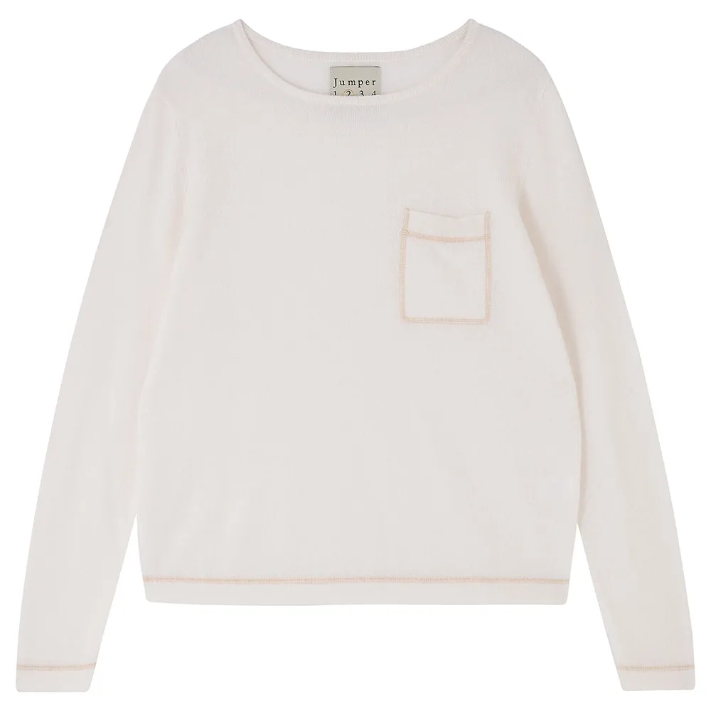 Cashmere Pocket Crew in Cream sold by Jumper 1234