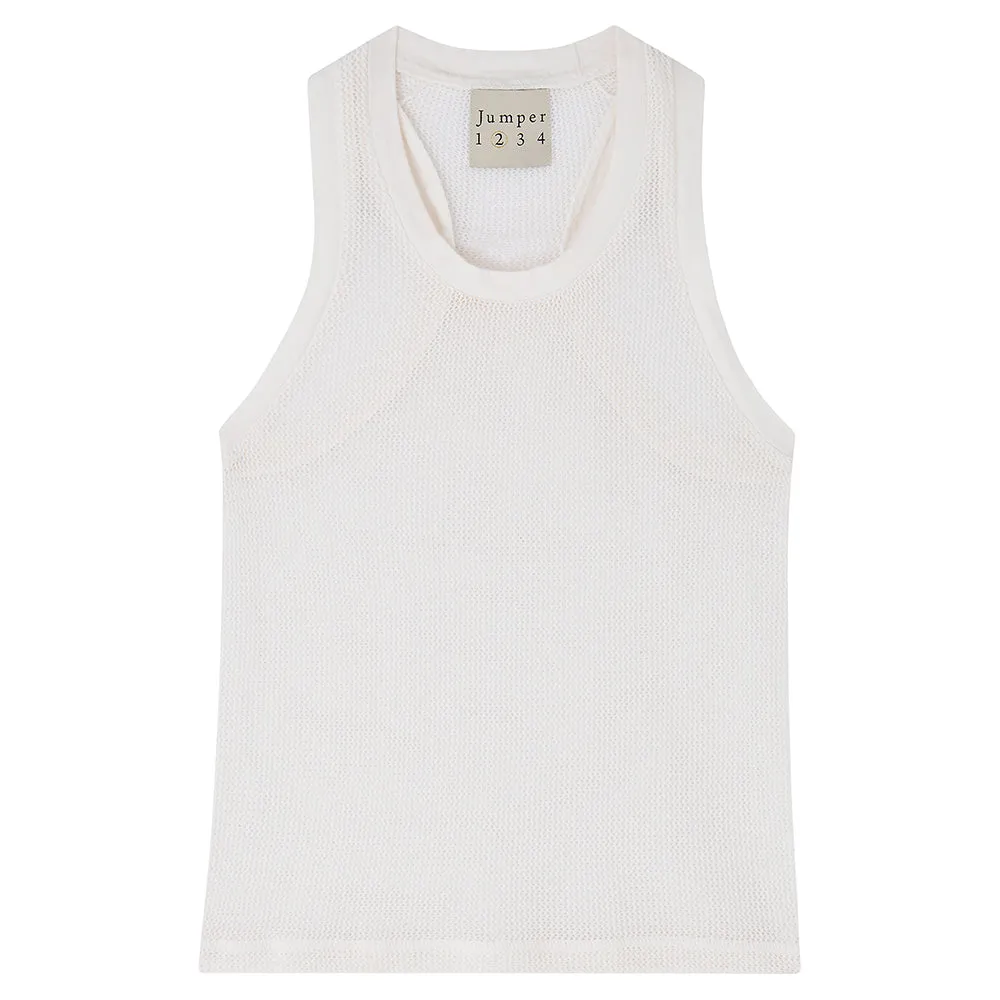 Cotton Cashmere Holey Vest in White sold by Jumper 1234