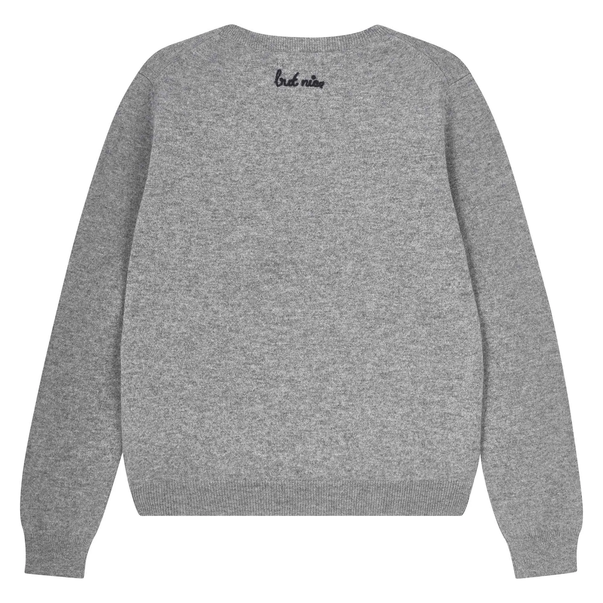 Cashmere Naughty Crew in Mid Grey and Navy sold by Jumper 1234 product image thumbnail 2