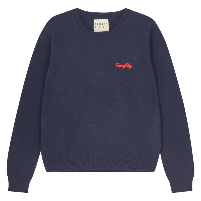 Cashmere Naughty Crew in Navy and Red made by Jumper 1234