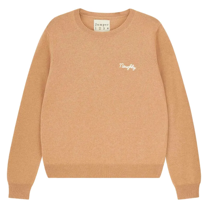 Cashmere Naughty Crew in Camel sold by Jumper 1234