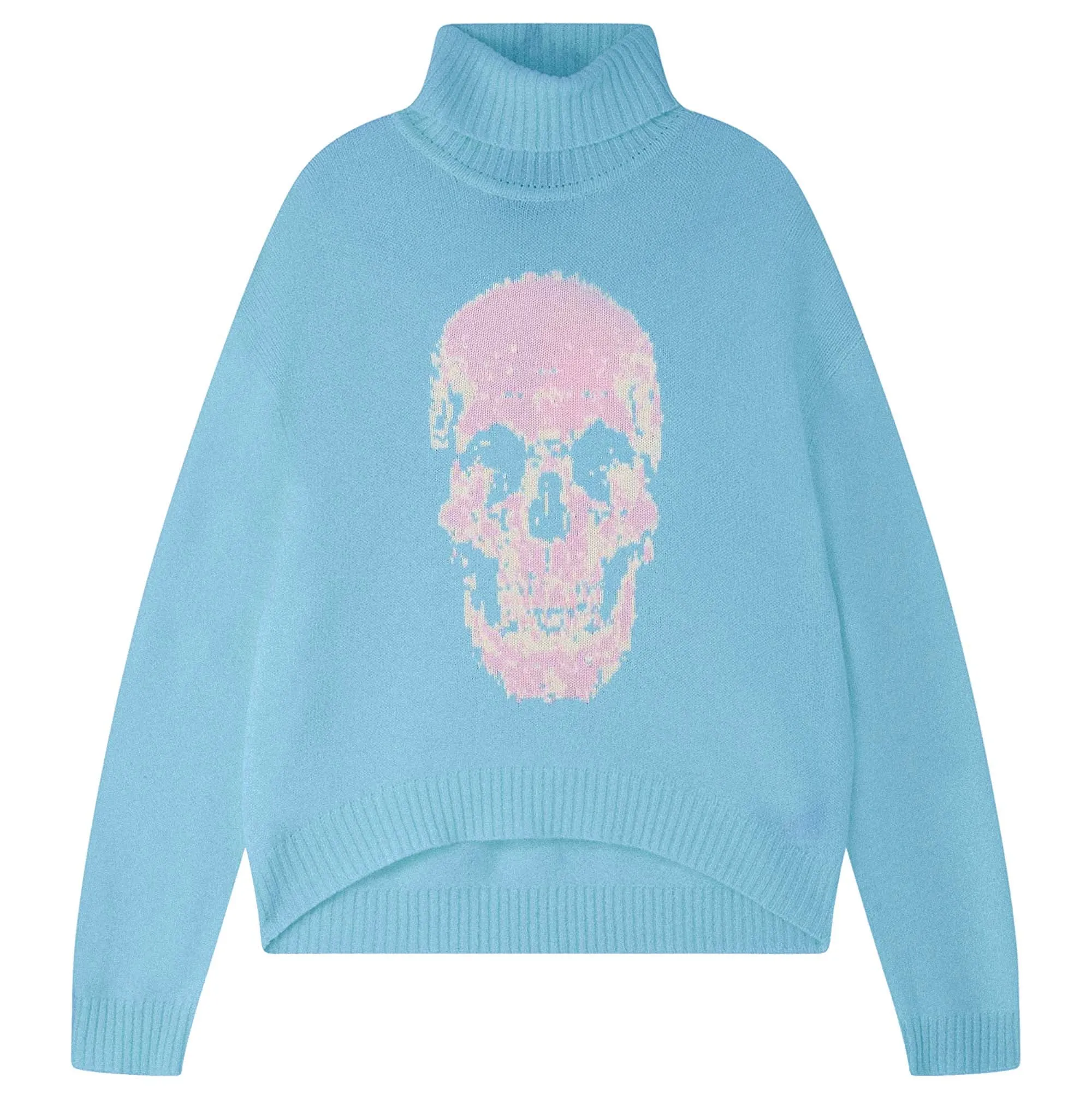 Cashmere Wool Skull Roll Collar in Aqua sold by Jumper 1234