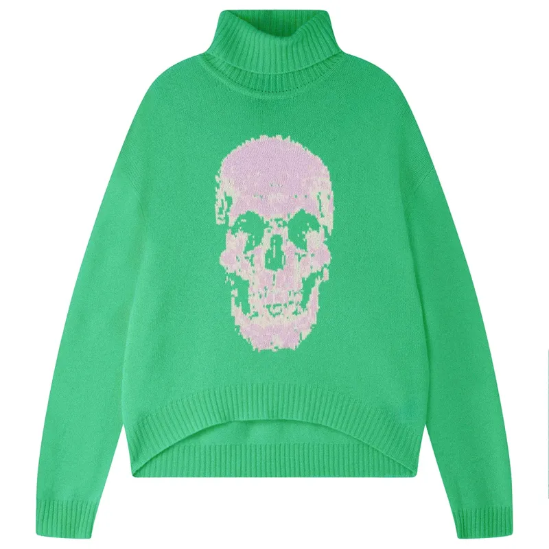 Cashmere Wool Skull Roll Collar in Green sold by Jumper 1234