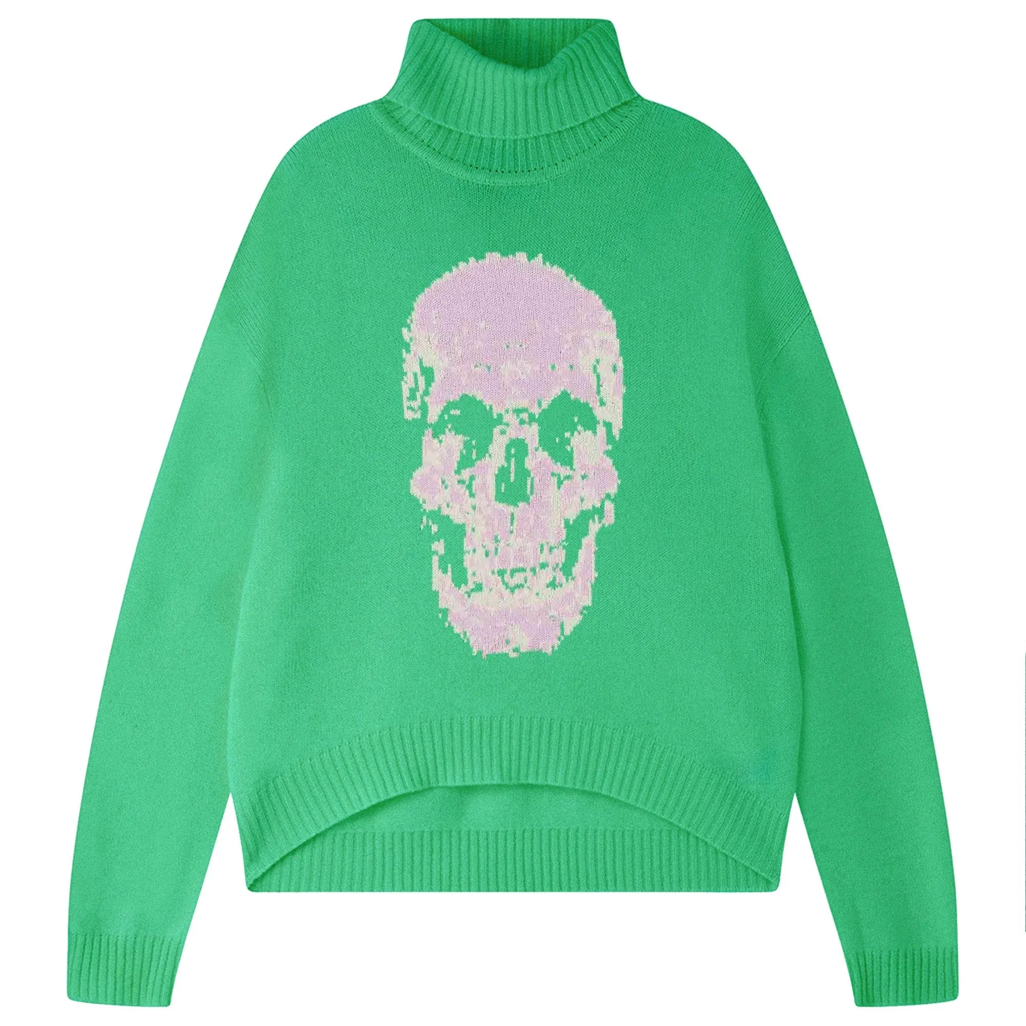 Cashmere Wool Skull Roll Collar in Green sold by Jumper 1234