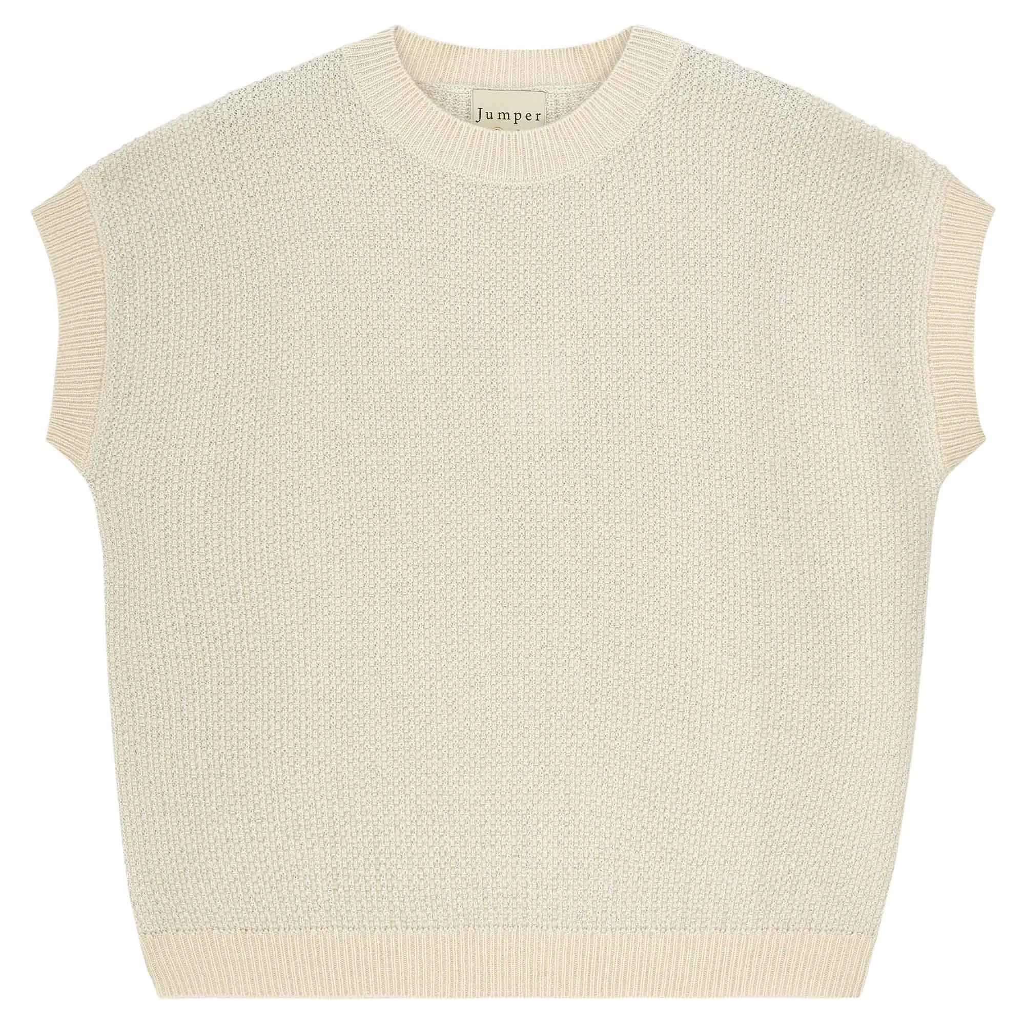 Cashmere Wool Lurex Birdseye Tank in Stone and Silver sold by Jumper 1234