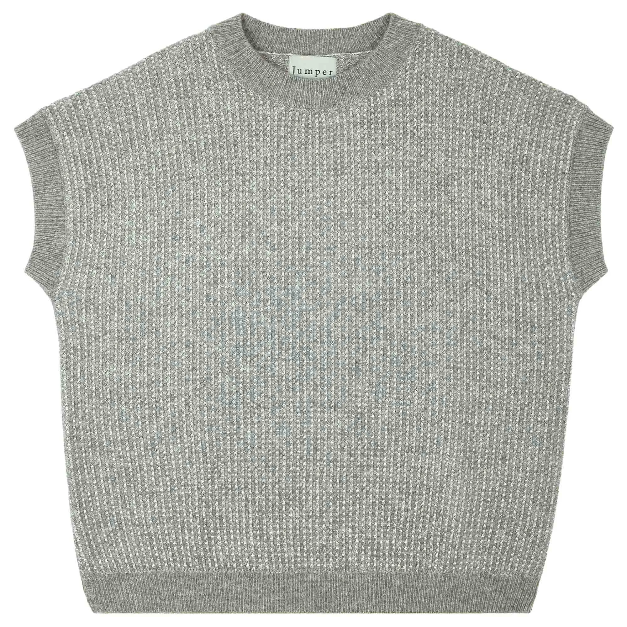 Cashmere Wool Lurex Birdseye Tank in Mid Grey and Silver sold by Jumper 1234