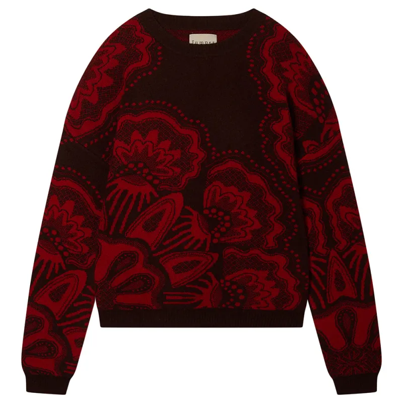 Cashmere Wool Doily Crew in Dark brown and Dark Red made by Jumper 1234