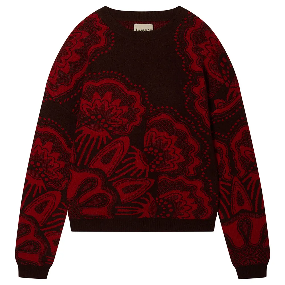 Cashmere Wool Doily Crew in Dark brown and Dark Red sold by Jumper 1234