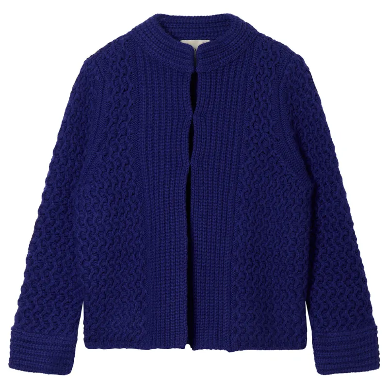 Cashmere Wool Textured Cardigan in Bright Blue sold by Jumper 1234
