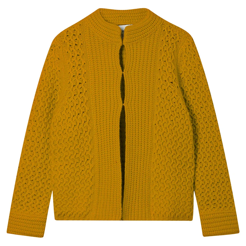 Cashmere Wool Textured Cardigan in Mustard sold by Jumper 1234