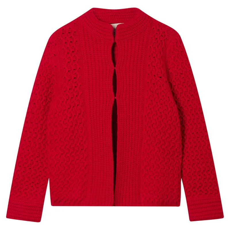 Cashmere Wool Textured Cardigan in Red sold by Jumper 1234