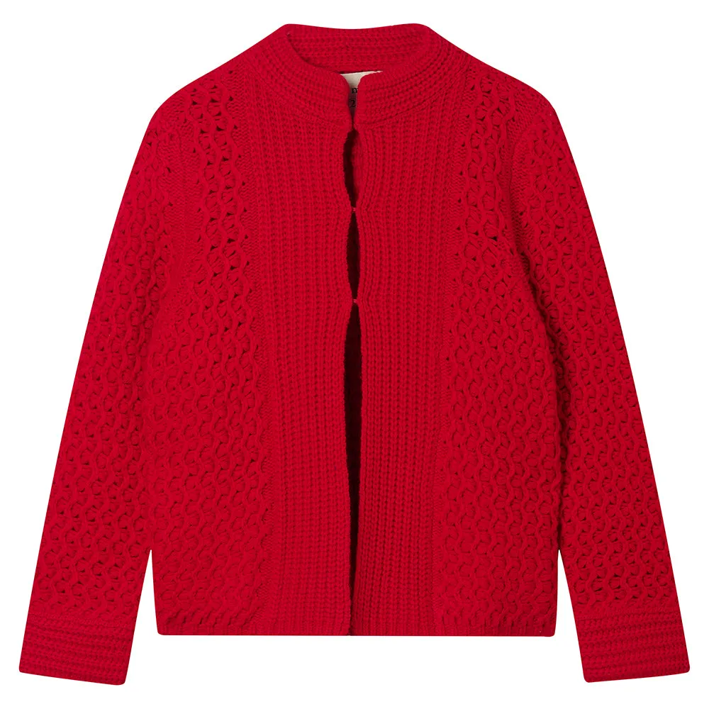 Cashmere Wool Textured Cardigan in Red sold by Jumper 1234