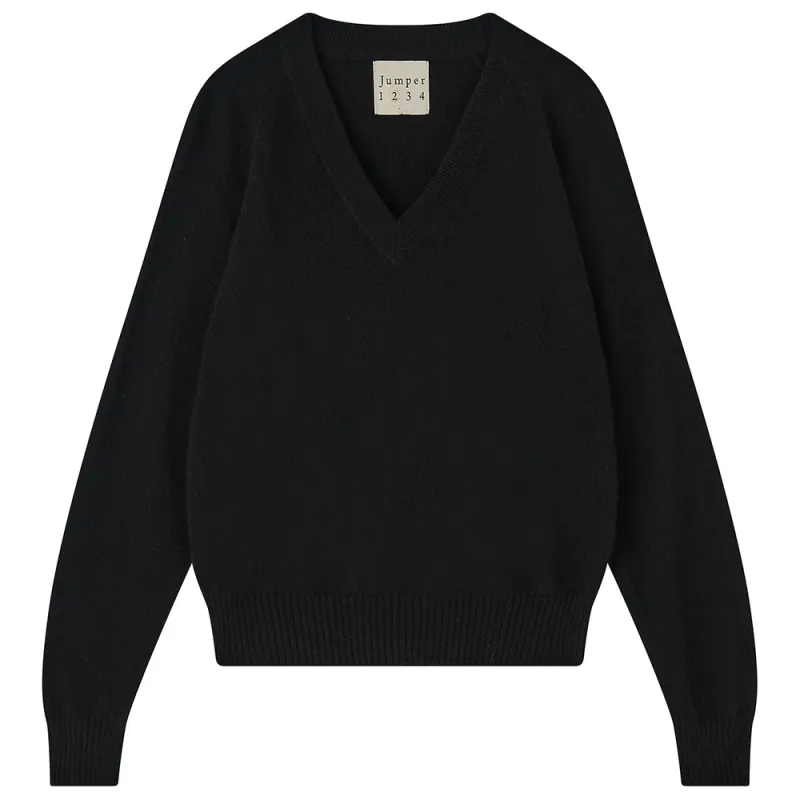 Cashmere Raglan Vee Neck in Black sold by Jumper 1234