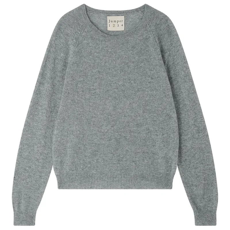 Cashmere Crop Crew in Mid Grey made by Jumper 1234