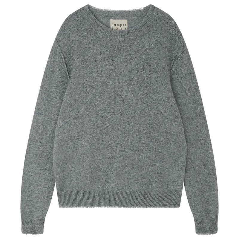 Cashmere Distressed Crew in Mid Grey made by Jumper 1234