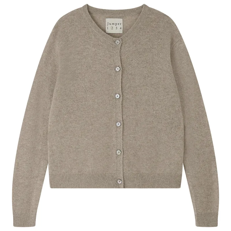 Cashmere Crew Cardigan in Organic Light Brown sold by Jumper 1234